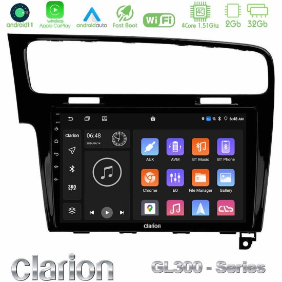 Clarion GL300 Series 4Core Android11 2+32GB VW GOLF 7 Navigation Multimedia Tablet 10" Με Carplay & Android Auto