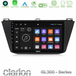 Clarion GL300 Series Vw Tiguan 2016-2022 4Core Android11 2+32GB Navigation Multimedia Tablet 10" Με Carplay & Android Auto