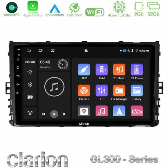 Clarion GL300 Series 4Core Android11 2+32GB VW MQB 2017-> Navigation Multimedia Tablet 9" Με Carplay & Android Auto Clarion GL300 Series 4Core Android11 2+32GB VW MQB 2017-> Navigation Multimedia Tablet 9" Με Carplay & Android Auto