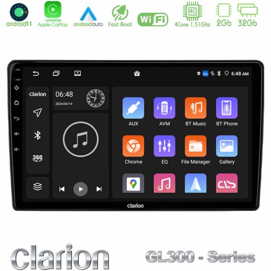 Clarion GL300 Series 4Core Android11 2+32GB Citroen C4 2004-2010 Navigation Multimedia Tablet 9" (μαύρο χρώμα) Με Carplay & Android Auto Clarion GL300 Series 4Core Android11 2+32GB Citroen C4 2004-2010 Navigation Multimedia Tablet 9" (μαύρο χρώμα) Με Carplay & Android Auto