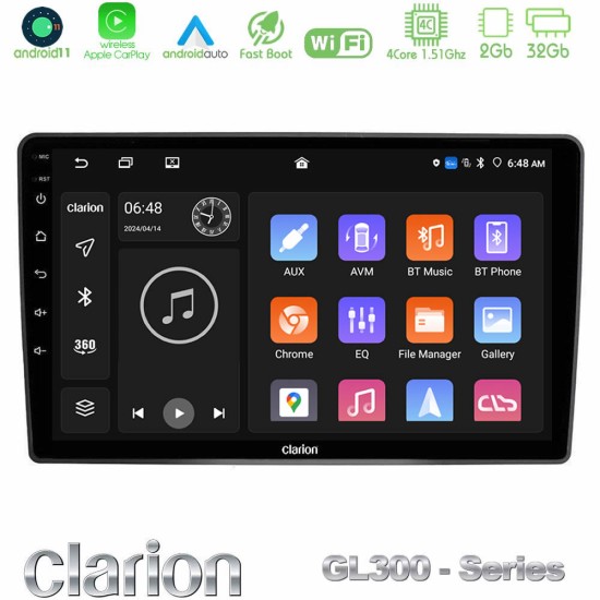 Clarion GL300 Series 4Core Android11 2+32GB VW Passat Navigation Multimedia Tablet 9" Με Carplay & Android Auto
