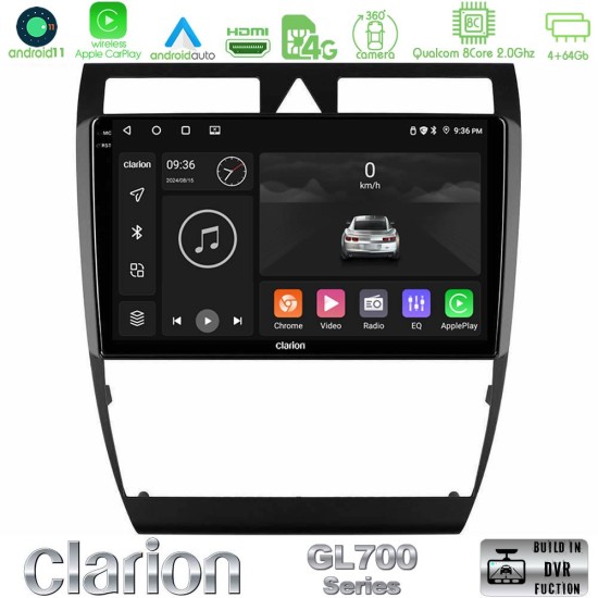 Clarion GL700 Series 8Core Android13 4+64GB Audi A6 (C5) 1997-2004 Navigation Multimedia Tablet 9" Με Carplay & Android Auto