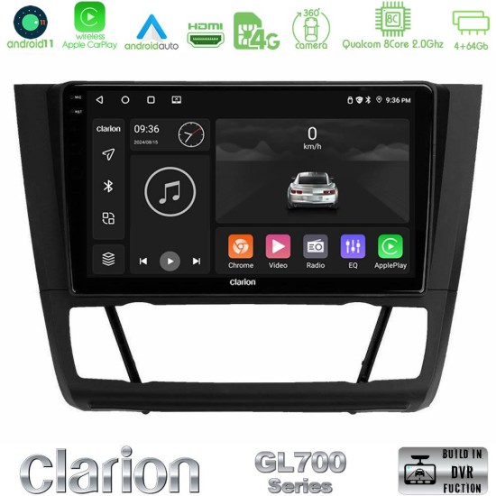 Clarion GL700 Series 8Core Android13 4+64GB BMW 1Series E81/E82/E87/E88 (AUTO A/C) Navigation Multimedia Tablet 9" Με Carplay & Android Auto