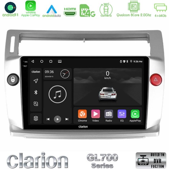 Clarion GL700 Series 8Core Android13 4+64GB Citroen C4 2004-2010 Navigation Multimedia Tablet 9" Με Carplay & Android Auto Clarion GL700 Series 8Core Android13 4+64GB Citroen C4 2004-2010 Navigation Multimedia Tablet 9" Με Carplay & Android Auto