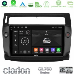 Clarion GL700 Series 8Core Android13 4+64GB Citroen C4 2004-2010 Navigation Multimedia Tablet 9" (μαύρο χρώμα) Με Carplay & Android Auto