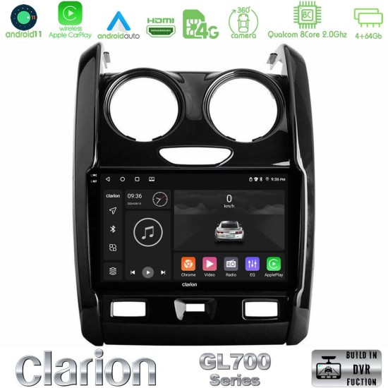 Clarion GL700 Series 8Core Android13 4+64GB Dacia Duster 2014-2018 Navigation Multimedia Tablet 9" Με Carplay & Android Auto Clarion GL700 Series 8Core Android13 4+64GB Dacia Duster 2014-2018 Navigation Multimedia Tablet 9" Με Carplay & Android Auto