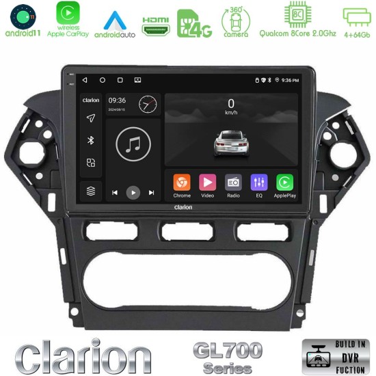 Clarion GL700 Series 8Core Android13 4+64GB Ford Mondeo 2011-2014 Navigation Multimedia Tablet 10" Με Carplay & Android Auto