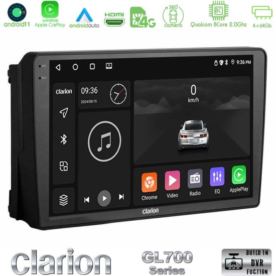 Clarion GL700 Series 8Core Android13 4+64GB Ford 2007-> Navigation Multimedia Tablet 9" Με Carplay & Android Auto