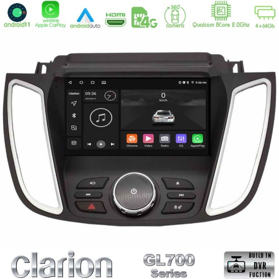 Clarion GL700 Series 8Core Android13 4+64GB Ford Kuga/C-Max 2013-2019 Navigation Multimedia Tablet 9" Με Carplay & Android Auto
