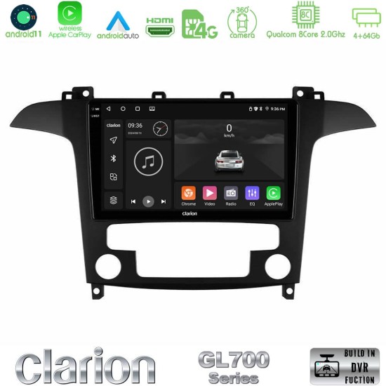 Clarion GL700 Series 8Core Android13 4+64GB Ford S-Max 2006-2012 Navigation Multimedia Tablet 9" Με Carplay & Android Auto Clarion GL700 Series 8Core Android13 4+64GB Ford S-Max 2006-2012 Navigation Multimedia Tablet 9" Με Carplay & Android Auto