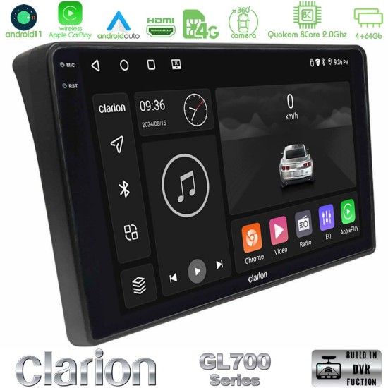 Clarion GL700 Series 8Core Android13 4+64GB Fiat Ducato/Citroen Jumper/Peugeot Boxer Navigation Multimedia Tablet 9" Με Carplay & Android Auto