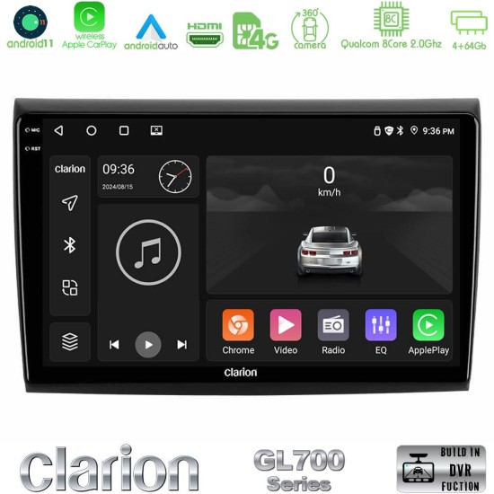 Clarion GL700 Series 8Core Android13 4+64GB Fiat Bravo Navigation Multimedia Tablet 9" Με Carplay & Android Auto