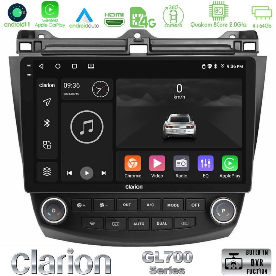 Clarion GL700 Series 8Core Android13 4+64GB Honda Accord 2002-2008 Navigation Multimedia Tablet 10" Με Carplay & Android Auto Clarion GL700 Series 8Core Android13 4+64GB Honda Accord 2002-2008 Navigation Multimedia Tablet 10" Με Carplay & Android Auto