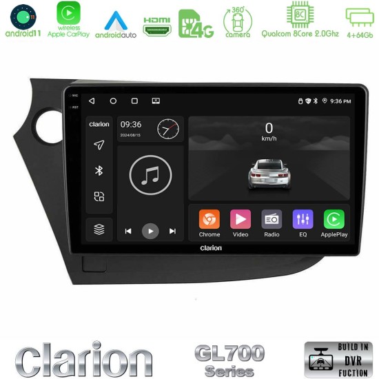 Clarion GL700 Series 8Core Android13 4+64GB Honda Insight 2009-2015 Navigation Multimedia Tablet 9" Με Carplay & Android Auto Clarion GL700 Series 8Core Android13 4+64GB Honda Insight 2009-2015 Navigation Multimedia Tablet 9" Με Carplay & Android Auto