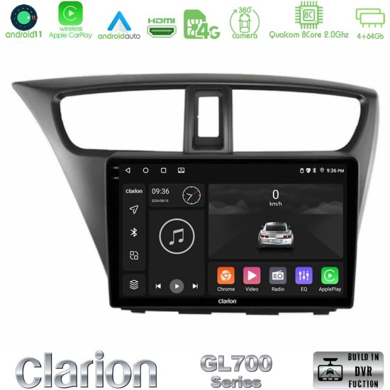 Clarion GL700 Series 8Core Android13 4+64GB Honda Civic Hatchback 2012-2015 Navigation Multimedia Tablet 9" Με Carplay & Android Auto Clarion GL700 Series 8Core Android13 4+64GB Honda Civic Hatchback 2012-2015 Navigation Multimedia Tablet 9" Με Carplay & Android Auto