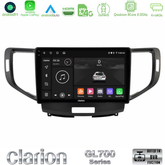 Clarion GL700 Series 8Core Android13 4+64GB Honda Accord 2008-2015 Navigation Multimedia Tablet 9" Με Carplay & Android Auto Clarion GL700 Series 8Core Android13 4+64GB Honda Accord 2008-2015 Navigation Multimedia Tablet 9" Με Carplay & Android Auto