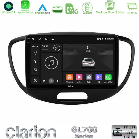 Clarion GL700 Series 8Core Android13 4+64GB Hyundai i10 2008-2014 Navigation Multimedia Tablet 9" Με Carplay & Android Auto Clarion GL700 Series 8Core Android13 4+64GB Hyundai i10 2008-2014 Navigation Multimedia Tablet 9" Με Carplay & Android Auto