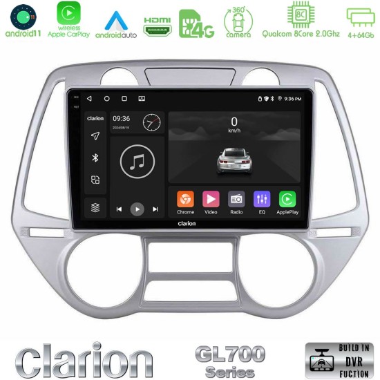 Clarion GL700 Series 8Core Android13 4+64GB Hyundai i20 2009-2012 Auto A/C Navigation Multimedia Tablet 9" Με Carplay & Android Auto Clarion GL700 Series 8Core Android13 4+64GB Hyundai i20 2009-2012 Auto A/C Navigation Multimedia Tablet 9" Με Carplay & Android Auto