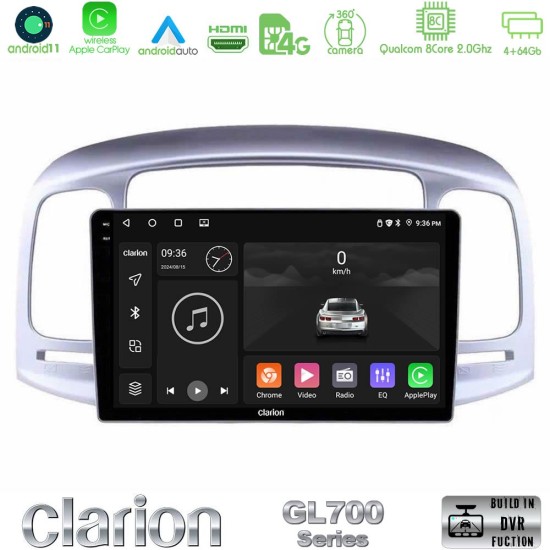 Clarion GL700 Series 8Core Android13 4+64GB Hyundai Accent 2006-2011 Navigation Multimedia Tablet 9" Με Carplay & Android Auto Clarion GL700 Series 8Core Android13 4+64GB Hyundai Accent 2006-2011 Navigation Multimedia Tablet 9" Με Carplay & Android Auto