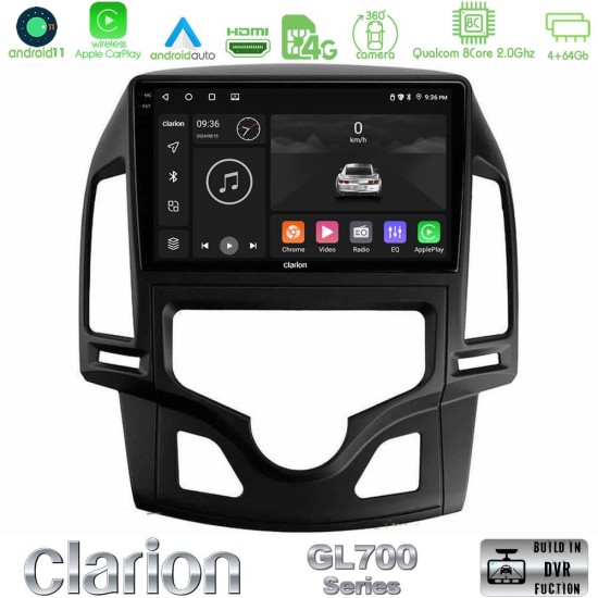 Clarion GL700 Series 8Core Android13 4+64GB Hyundai i30 2007-2012 Auto A/C Navigation Multimedia Tablet 9" Με Carplay & Android Auto Clarion GL700 Series 8Core Android13 4+64GB Hyundai i30 2007-2012 Auto A/C Navigation Multimedia Tablet 9" Με Carplay & Android Auto