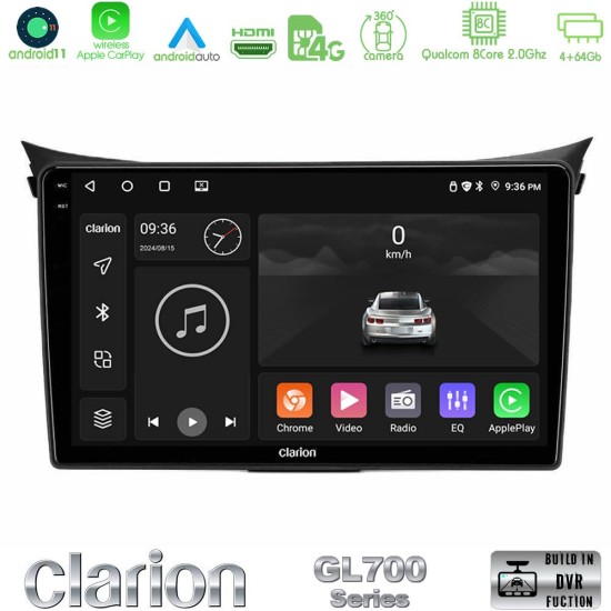 Clarion GL700 Series 8Core Android13 4+64GB Hyundai i30 2012-2017 Navigation Multimedia Tablet 9" Με Carplay & Android Auto Clarion GL700 Series 8Core Android13 4+64GB Hyundai i30 2012-2017 Navigation Multimedia Tablet 9" Με Carplay & Android Auto