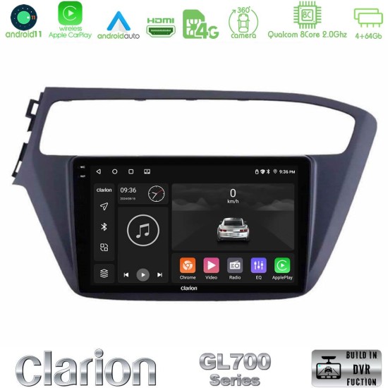 Clarion GL700 Series 8Core Android13 4+64GB Hyundai i20 2018-2020 Navigation Multimedia Tablet 9" Με Carplay & Android Auto