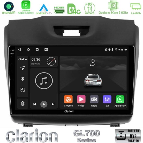 Clarion GL700 Series 8Core Android13 4+64GB Isuzu D-MAX 2012-2019 Navigation Multimedia Tablet 9" Με Carplay & Android Auto