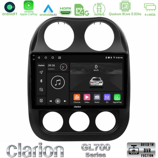 Clarion GL700 Series 8Core Android13 4+64GB Jeep Compass 2012-2016 Navigation Multimedia Tablet 10" Με Carplay & Android Auto Clarion GL700 Series 8Core Android13 4+64GB Jeep Compass 2012-2016 Navigation Multimedia Tablet 10" Με Carplay & Android Auto