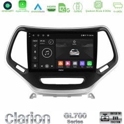 Clarion GL700 Series 8Core Android13 4+64GB Jeep Cherokee 2014-2019 Navigation Multimedia Tablet 9" (Ασημί Χρώμα) Με Carplay & Android Auto