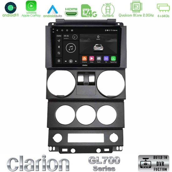 Clarion GL700 Series 8Core Android13 4+64GB Jeep Wrangler 2Door 2008-2010 Navigation Multimedia Tablet 9" Με Carplay & Android Auto Clarion GL700 Series 8Core Android13 4+64GB Jeep Wrangler 2Door 2008-2010 Navigation Multimedia Tablet 9" Με Carplay & Android Auto