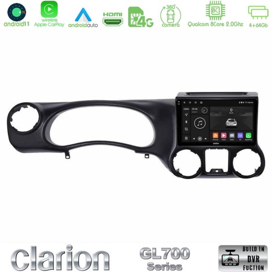 Clarion GL700 Series 8Core Android13 4+64GB Jeep Wrangler 2011-2014 Navigation Multimedia Tablet 10" Με Carplay & Android Auto