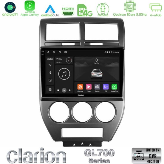 Clarion GL700 Series 8Core Android13 4+64GB Jeep Compass/Patriot 2007-2008 Navigation Multimedia Tablet 10" Με Carplay & Android Auto