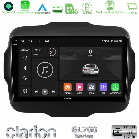 Clarion GL700 Series 8Core Android13 4+64GB Jeep Renegade 2015-2019 Navigation Multimedia Tablet 9" Με Carplay & Android Auto