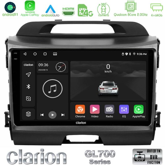 Clarion GL700 Series 8Core Android13 4+64GB Kia Sportage Navigation Multimedia Tablet 9" Με Carplay & Android Auto Clarion GL700 Series 8Core Android13 4+64GB Kia Sportage Navigation Multimedia Tablet 9" Με Carplay & Android Auto