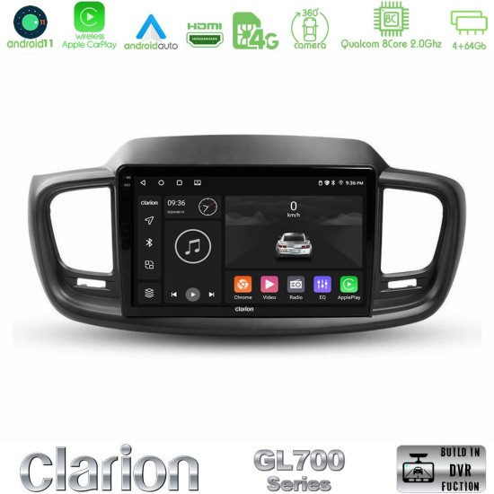 Clarion GL700 Series 8Core Android13 4+64GB Kia Sorento 2018-2021 Navigation Multimedia Tablet 9" Με Carplay & Android Auto