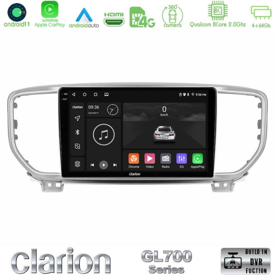 Clarion GL700 Series 8Core Android13 4+64GB Kia Sportage 2018-2021 Navigation Multimedia Tablet 9" Με Carplay & Android Auto