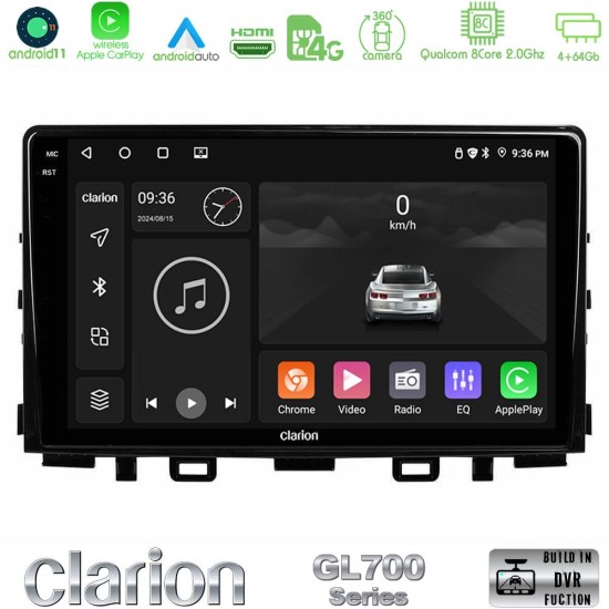 Clarion GL700 Series 8Core Android13 4+64GB Kia Stonic Navigation Multimedia Tablet 9" Με Carplay & Android Auto