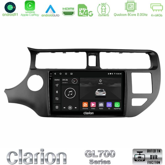 Clarion GL700 Series 8Core Android13 4+64GB Kia Rio 2011-2015 Navigation Multimedia Tablet 9" Με Carplay & Android Auto
