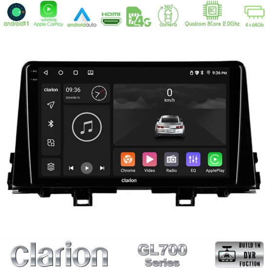 Clarion GL700 Series 8Core Android13 4+64GB Kia Picanto 2017-2021 Navigation Multimedia Tablet 9" Με Carplay & Android Auto