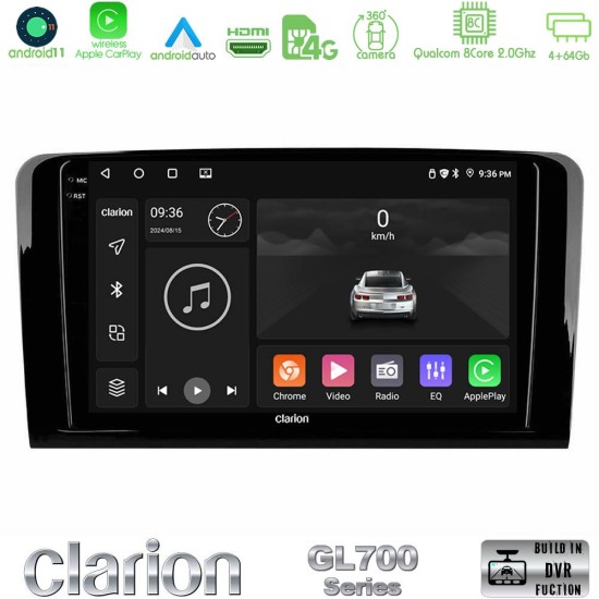 Clarion GL700 Series 8Core Android13 4+64GB Mercedes ML/GL Class Navigation Multimedia Tablet 9" Με Carplay & Android Auto
