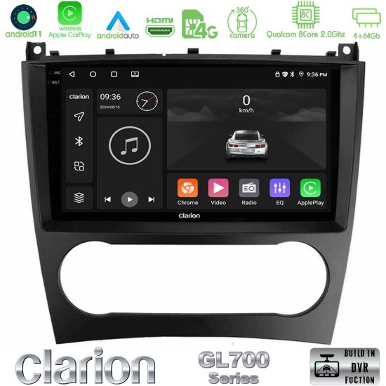 Clarion GL700 Series 8Core Android13 4+64GB Mercedes W203 Facelift Navigation Multimedia Tablet 9" Με Carplay & Android Auto