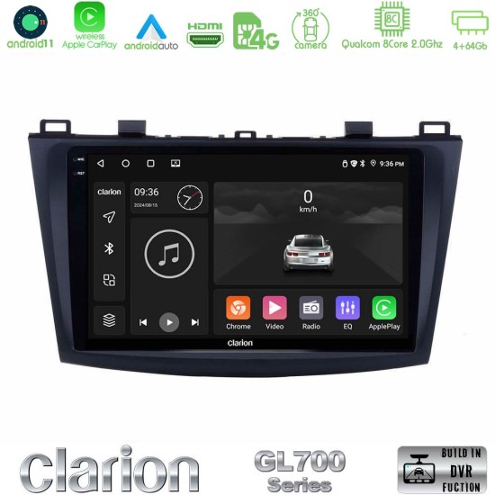 Clarion GL700 Series 8Core Android13 4+64GB Mazda 3 2009-2014 Navigation Multimedia Tablet 9" Με Carplay & Android Auto Clarion GL700 Series 8Core Android13 4+64GB Mazda 3 2009-2014 Navigation Multimedia Tablet 9" Με Carplay & Android Auto