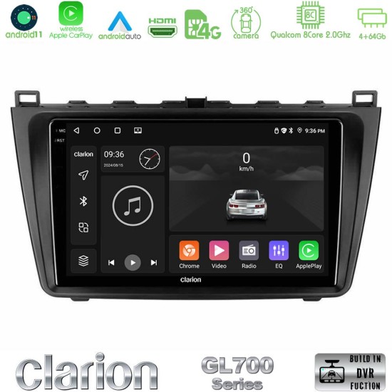 Clarion GL700 Series 8Core Android13 4+64GB Mazda 6 2008-2012 Navigation Multimedia Tablet 9" Με Carplay & Android Auto Clarion GL700 Series 8Core Android13 4+64GB Mazda 6 2008-2012 Navigation Multimedia Tablet 9" Με Carplay & Android Auto