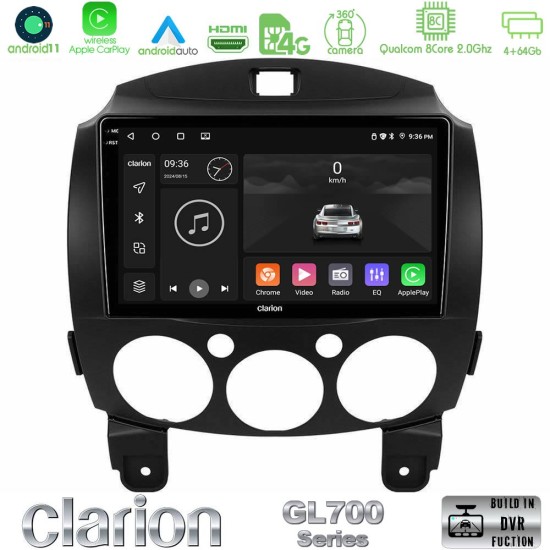 Clarion GL700 Series 8Core Android13 4+64GB Mazda 2 2008-2014 Navigation Multimedia Tablet 9" Με Carplay & Android Auto Clarion GL700 Series 8Core Android13 4+64GB Mazda 2 2008-2014 Navigation Multimedia Tablet 9" Με Carplay & Android Auto