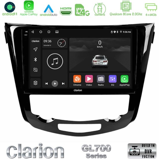 Clarion GL700 Series 8Core Android13 4+64GB Nissan Qashqai J11 (AUTO A/C) Navigation Multimedia Tablet 10" Με Carplay & Android Auto