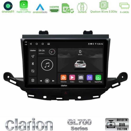 Clarion GL700 Series 8Core Android13 4+64GB Opel Astra K 2015-2019 Navigation Multimedia Tablet 9" Με Carplay & Android Auto
