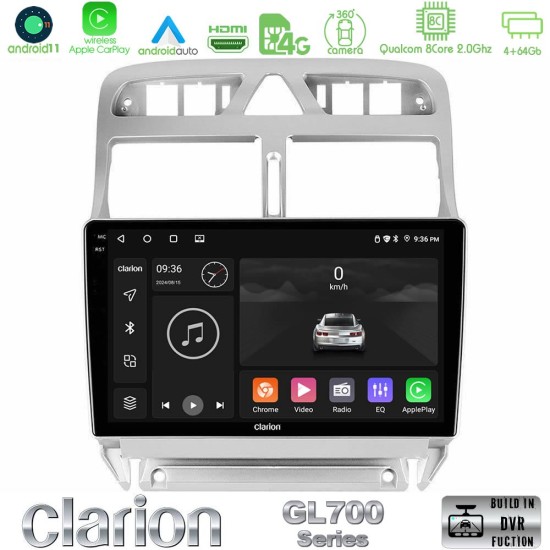 Clarion GL700 Series 8Core Android13 4+64GB Peugeot 307 2002-2008 Navigation Multimedia Tablet 9" Με Carplay & Android Auto Clarion GL700 Series 8Core Android13 4+64GB Peugeot 307 2002-2008 Navigation Multimedia Tablet 9" Με Carplay & Android Auto