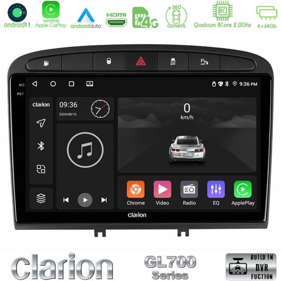 Clarion GL700 Series 8Core Android13 4+64GB Peugeot 308/RCZ Navigation Multimedia Tablet 9" Με Carplay & Android Auto Clarion GL700 Series 8Core Android13 4+64GB Peugeot 308/RCZ Navigation Multimedia Tablet 9" Με Carplay & Android Auto