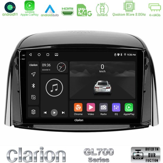 Clarion GL700 Series 8Core Android13 4+64GB Renault Koleos 2007-2015 Navigation Multimedia Tablet 9" Με Carplay & Android Auto