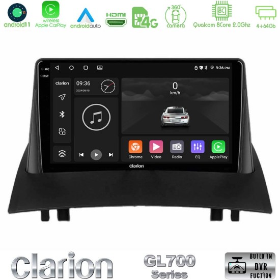 Clarion GL700 Series 8Core Android13 4+64GB Renault Megane 2 2002-2008 Navigation Multimedia Tablet 9" Με Carplay & Android Auto
